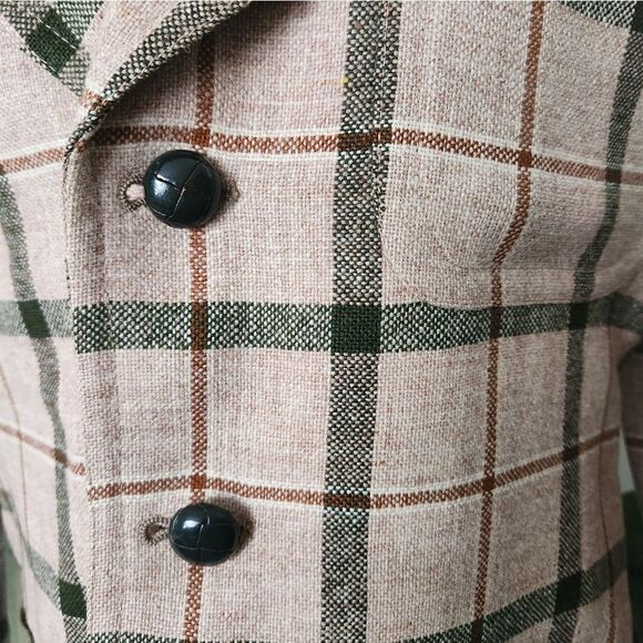 Vintage Wool 70s Plaid Ladies Blazer Jacket Elbow Patches Equestrian Blokecore - Picture 6 of 14